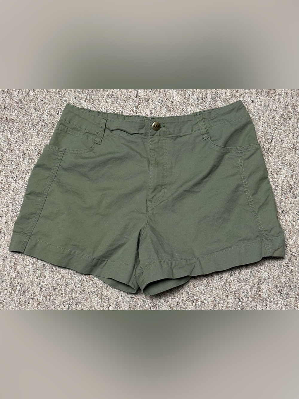 Lee Womens Shorts Size 12 High Rise Chino Comfort Waistband Mercantile Green